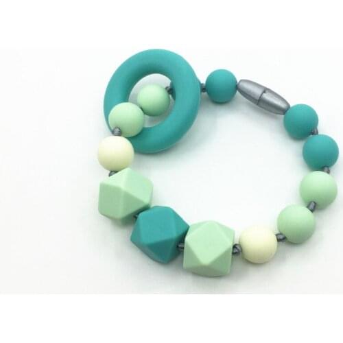Travel Teething ring Chewable Teether Silicone Teething Baby Shower Gift Sensory Colour Rainbow Chewable Toy