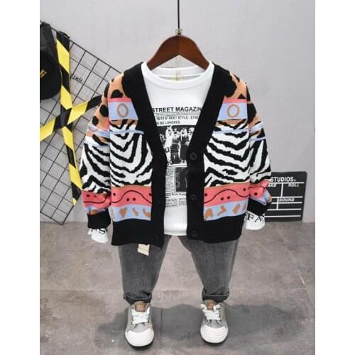 Childrens Clothes set 2020 New Fashion boys knit Cardigan+T-shirt + jeans 3pcs Childrens Boy Spring Autumn 3-piece Set