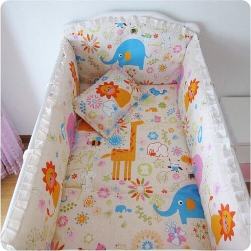 6PCS Cotton Baby Bedding Set Baby Bedclothes kit berço Cot Bed Sheet Crib Bedding Set ,include(bumper+sheet+pillow cover)