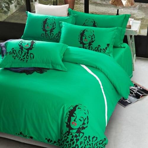 New 100% cotton 5 star hotel bedding set queen king 4pcs luxury bed sheet bed linen set embroidered duvet cover pillowcase green