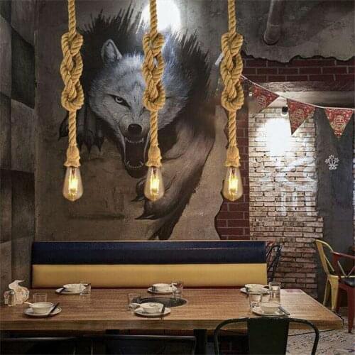 Industrial style creative retro cafe bar bar counter restaurant American country hemp rope pendant lamp