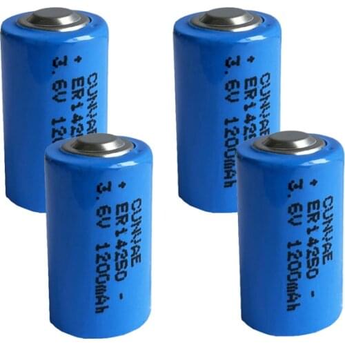 4PCS CUNVAE LS14250 Li-SOCl2 1/2AA Size R6 L14250 ER14250 14250 LiSOCl2 Lithium Batteries for GPS Electricity Water/Gas Meter