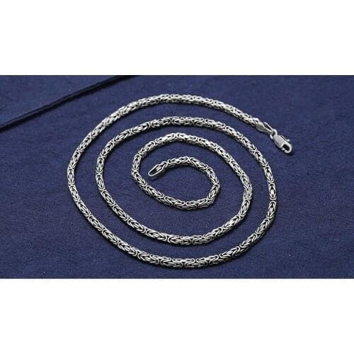 100% real S925 pure Silver Necklace for man 2.5mm Domineering Personality 2.5mm Men Necklace Couples' Handmade Silver Chain new