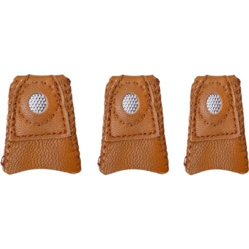 LMDZ S/M/L Leather Thimble Cover DIY Sewing Tools Manual Needle and Thread Synthetic Coin Metal Home Practical Sewing Tools