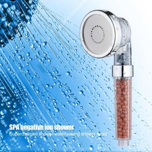 Bath Shower Head High Pressure Water Saving Adjustable Jetting Shower Head with Negative Ion Activated Ceramic Balls