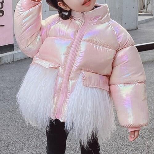 New Winter Jacket Girls Kids thickness Shiny tassel cotton-padded Children Girls Winter Coat WT013