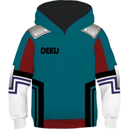 New Anime My Hero Academia Midoriya Izuku Cosplay Costumes Hoodies Deku Sweatshirt Kids Child Sportswear Hooded Jacket Pullover