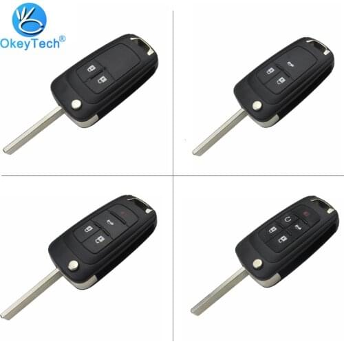 OkeyTech 2/3/4/5 Button Flip Folding Car Key Shell Cover Case Replacement Fob HU100 Blade for Chevrolet Cruze Epica Lova Camaro