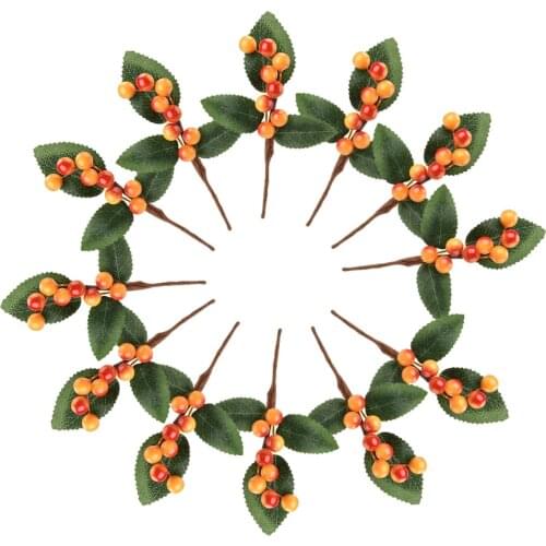 Fake Plant Crafts Holly Leaves Assorted Red Berry Picks Stems 12pcs 12 Police Station Artificial Christmas Sprigs Pine Branches