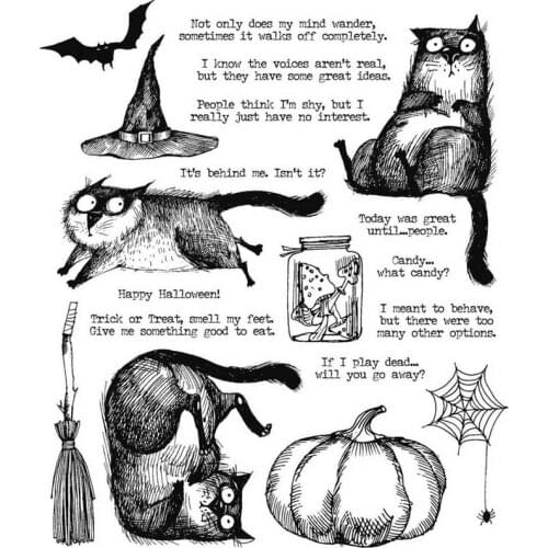Clear Stamps Naughty Mischievous Cute Cats Pumpkin Sentence For DIY Scrapbook Photo Album Craft Card 2021 New