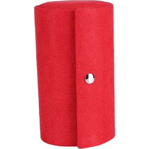 SZanbana Retro Cylinder Shaped Jewelry Box Velvet Three-Layer Snap Storage Organizer Earrings Holder for Girls Women (Red)