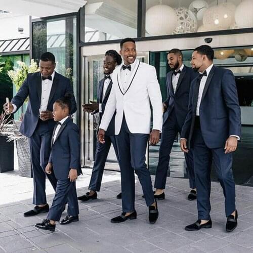Groom White Tuxedo Men Suits with Pants Wedding Suit Costume Homme Mariage Groomsmen Wear 2Piece Terno Masculino Traje Hombre