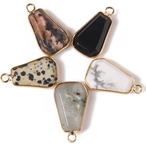 Trapezoid Pendants For DIY Making Jewelry 26*15 mm Trapezoid Natural Faceted Smooth Howlite Labradorite Loose Stone Beads Charm