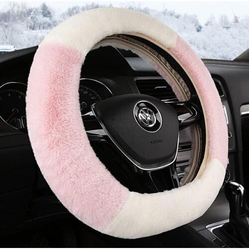Universal Carr plush Steering-Wheel Covers Anti-slip Skidproof Durable 37-38CM/15" Dynamic Fibre Handmade Steering Wheel Cover