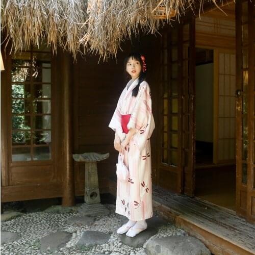 Womens Yukata Traditional Japan Kimono Robe Photography Dress Cosplay Costume dragonfly Prints Vintage Clothing