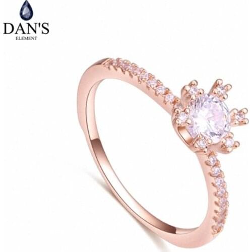 DANS Element Brand Real AAA Zirconia Micro Inlays Rose Gold Color Ring Party For Women Valentine Gift 130575