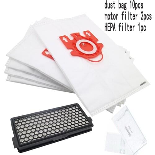 1 HEPA filter 2 Motor filter & 10 dust bags for Miele vacuum cleaner 3D GN S5000 S8000 Complete C2 C3 S5 S8 SF-50