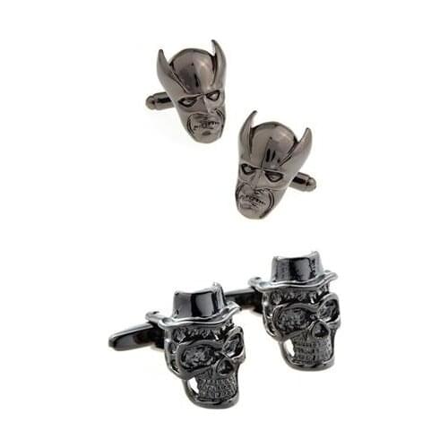 10pairs/lot Halloween Copper Black Ghost Skeleton Cufflinks Spartan Warrior Skull Mask Cuff Links Costume Party Mens Jewelry