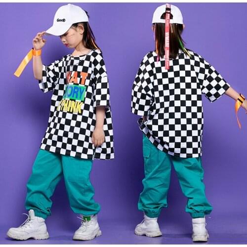 2021 Jazz Dance Costumes For Kids Loose Short Sleeved Hiphop Pants Boys Girls Street Dance Outfits Performance Costumes DQS6832