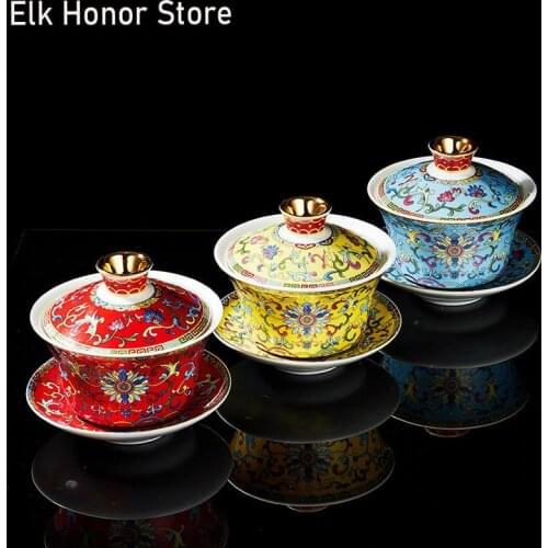 280ML Jingdezhen Ceramic Gaiwan Tea Tureen Chinese Traditional Tea Bowl Master Teacup Porcelain Drinkware Teaware Accessorie