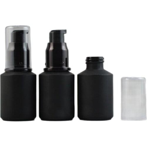 30ML 20pcs/lot Matte Black Glass Lotion Bottle, Cosmetic Emulsion Refillable Bottle, DIY High-end Glass Spray Bottle,Beauty Tool