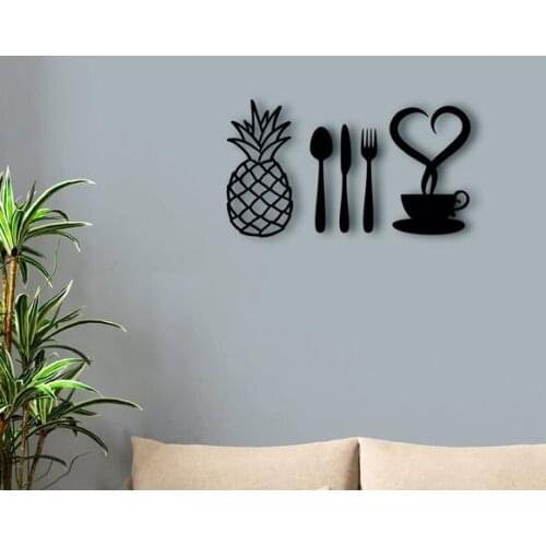 Pineapple Kitchen Çatak Knife Love Joy GIFT Design Wooden Wall Lettering Restaurant Home Decoration