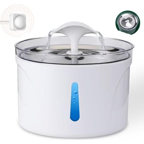 2.5L Automatic Cat Water Fountain Drinking LED Dog Water Drinker Pet Stainless Steel Drinking Feeder 2 Filters, Motion Sensor