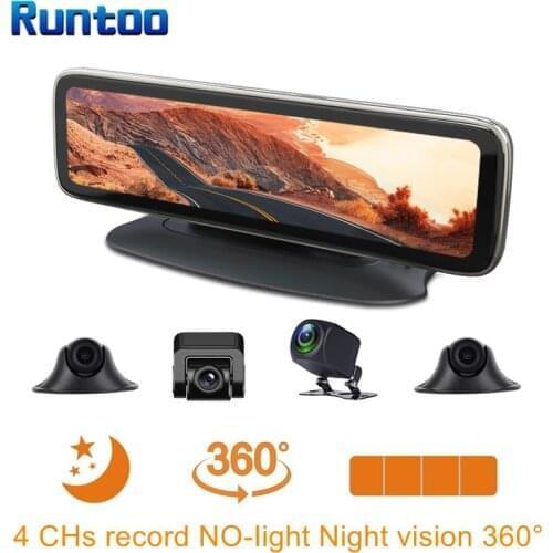 Dash Cam 1080P FHD DVR Car Driving Recorder 12inch Touch Screen 4CH Cameras 360 Recording G-sensor Parking Monitor Car DVR