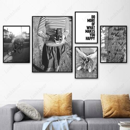 Girl Black White Poster Wall Art Canvas Painting Nordic Posters and Prints Scandinavian Wall Pictures for Living Room Home Decor