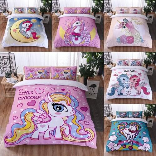 Children Bedding Sets Gifts Unicorn And Colorful Horse 3D Printing Duvet Cover Sets For Kids Girls Boys 2/3pcs