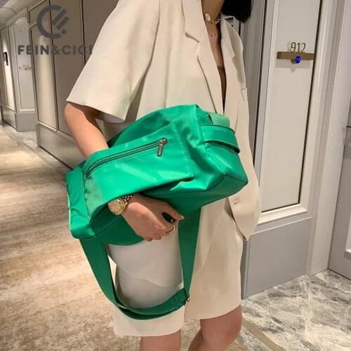 Designer nylon shoulder bag women large capacity crossbody messenger bag green orange black blue canvas travel bag 2021 summer
