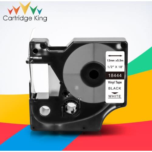 For Dymo Rhino Vinyl Label 18444 Label Maker Black on White 12mm*5.5m Compatible for Rhino 1000 3000 4200 5000 5200 6000 Printer