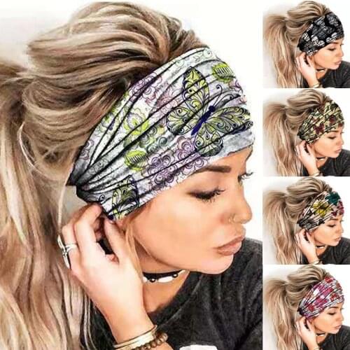 Women Print Headband Elastic Head Wrap Hair Band Bandana Headband Elastic Hair Bands Turban Sports Boho Scarf cзаколка для волос