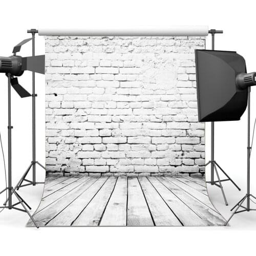 Photography Backdrop Wood Weathered Brick Wall Nostalgia Stripes Wood Floor Seamless Children Adults Portraits Photo Background