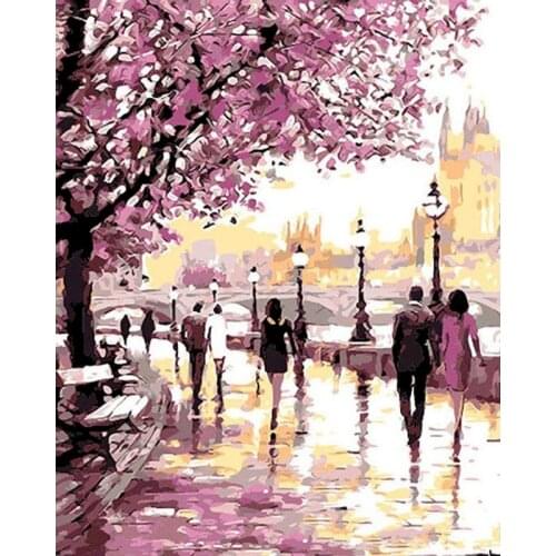 GATYZTORY DIY Oil Painting By Numbers Kits For Adults Walk Park Landscape Picture By Number HandPainted 60x75cm Acrylic Paint