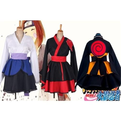Customized Naruto Shippuden Uzumaki Naruto Female Lolita Kimono Dress Wig Anime Cosplay Costume For Women Clothes Free Shipping