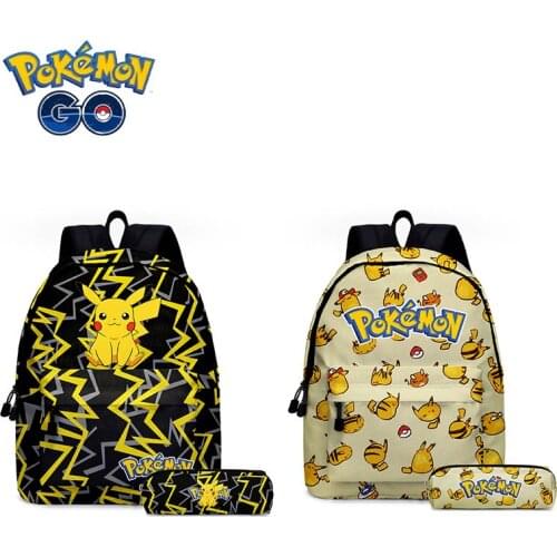 Pokemon Pikachu Anime Cartoon School Bags Pencil Case 2-piece Set Backpack Girls Boys Backpacks Big Capacity Waterproof Kids