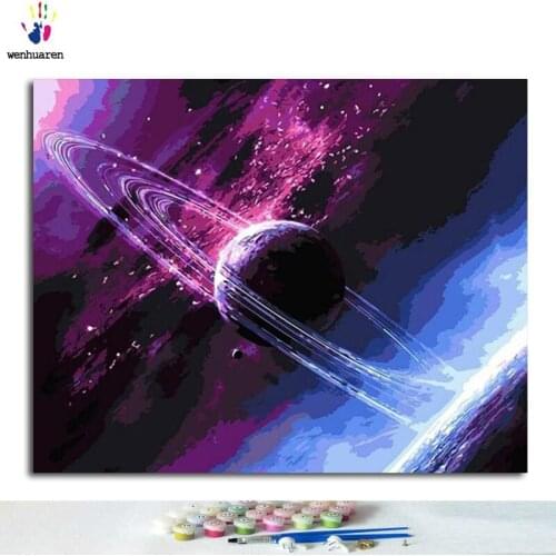 Paint by number, paint paint, bright starry sky pattern, paint home decorations digitally according to pictures