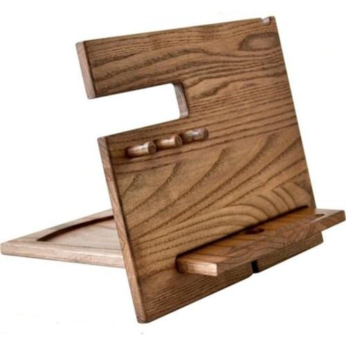 Creative lazy solid wood mobile phone base multi-function Watch glasses key jewelry desktop storage bracket