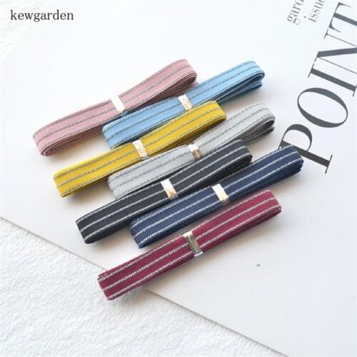 Kewgarden 10mm 0.375" Sliver Stripe Satin Ribbons DIY Hairbow Earrings Necklace Ribbon Accessories Handmade Tape Wedding 20 Yard