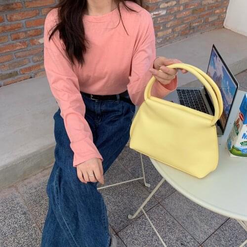 Fashion Solid Color Women Pouch Handbags Soft PU Leather Ladies Small Shoulder Bags Retro Summer Girls Daily Handle Clutch Purse