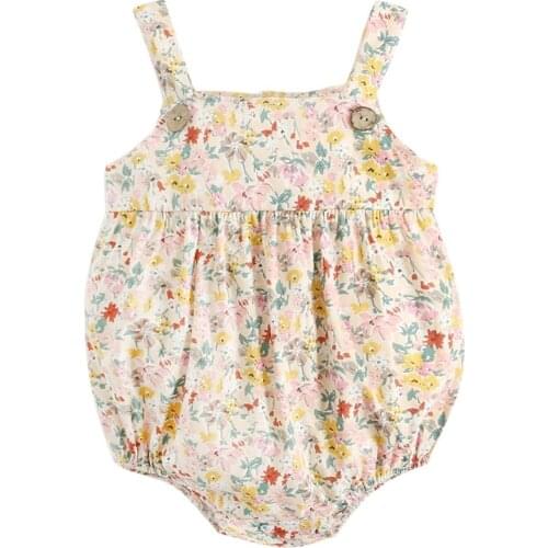 Fashion Cute Baby Girls Romper Newborn Sling Jumpsuit Baby Floral Bodysuit 2021