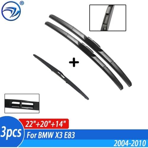 Wiper Front & Rear Wiper Blades Set Kit For BMW X3 E83 2004-2010 2005 2006 2007 2008 2009 2010 Windshield Windscreen 22"20"14"B2