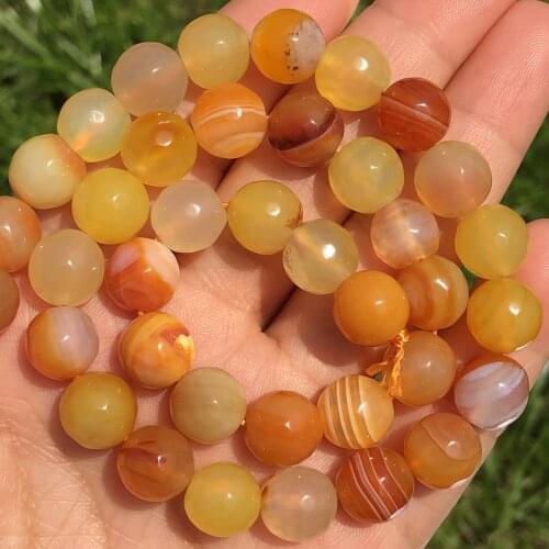 Natural Faceted Yellow Stripe Agates Onyx Stone Smooth Loose Spacer Beads For Jewelry Making Diy Bracelet Accessories 4/6/8/10mm
