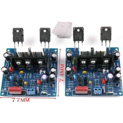 New 2PCS MX50 SE 100WX2 KEC KTB817 / KTD1047 / sanken 2SA1295 / 2SC3264 Dual Channels Audio Power amplifiers Board Diy Kits
