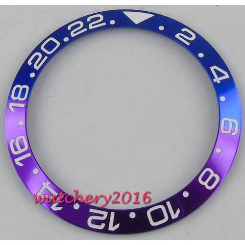 New 38mm high quality blue/purple titanium bezel Insert fit 40mm GMT watch
