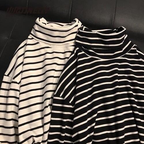 2021 Autumn Fashion Women Long Sleeve Turtleneck Striped Slim T Shirt Winter Bottoming Tops Stylish Blusas Camiseta Mujer