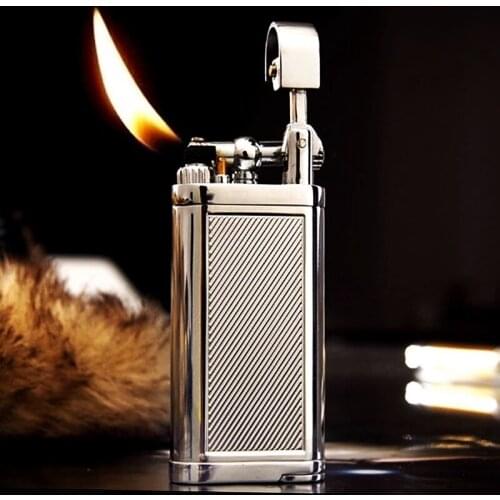 Genuine Oblique SPUNK Tobacco Pipe Lighter with Tobacco Pipe Tamper Personality Metal Rocker Arm Gas Butane Lighter Gadgets