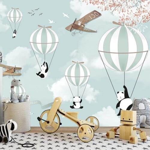 Dropship Custom Mural Walpaper for Kids Room 3D Cartoon Hot Air Balloon Wall Painting Chidren Wallpaper for Kids Room Wall Decor
