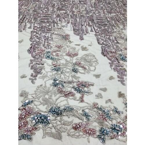 Luxury SYJ-566834 African French Lace Fabric with beads High Quality African Tulle Lace Fabric For Wedding Fabric